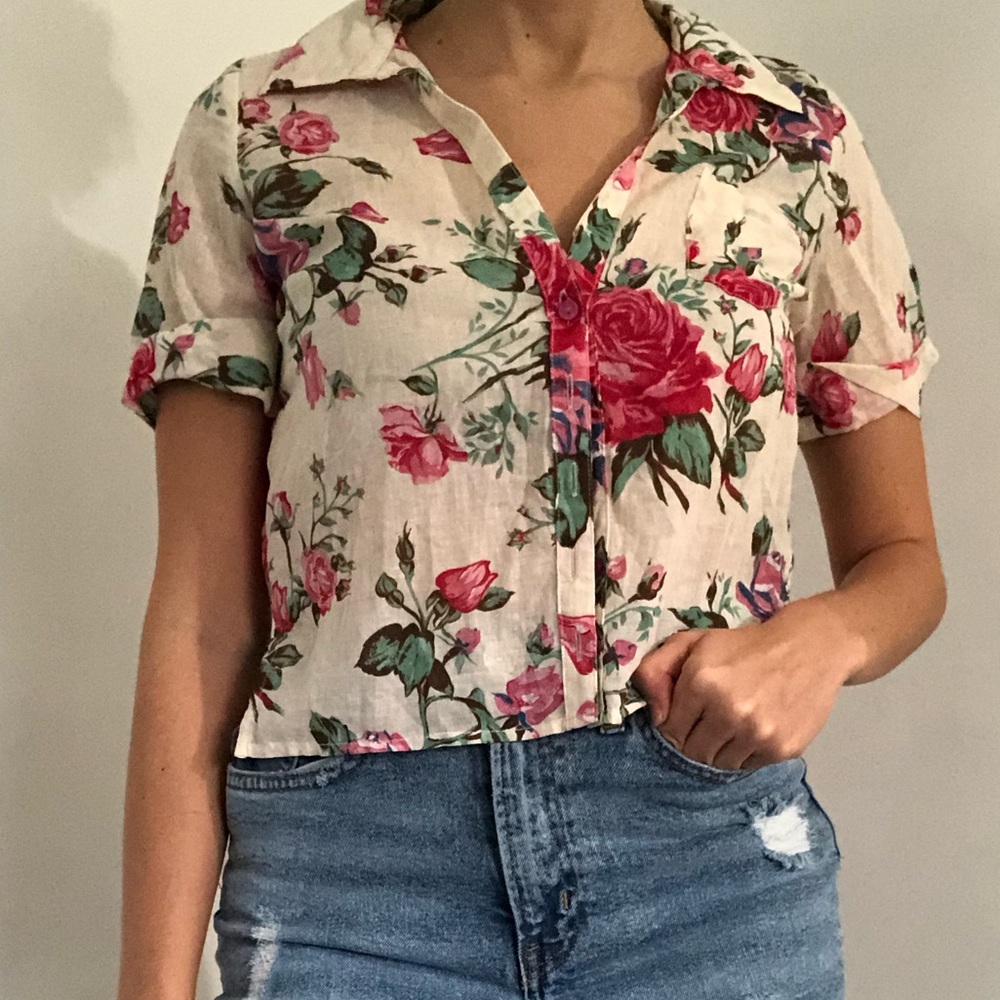 Delia button up floral top
